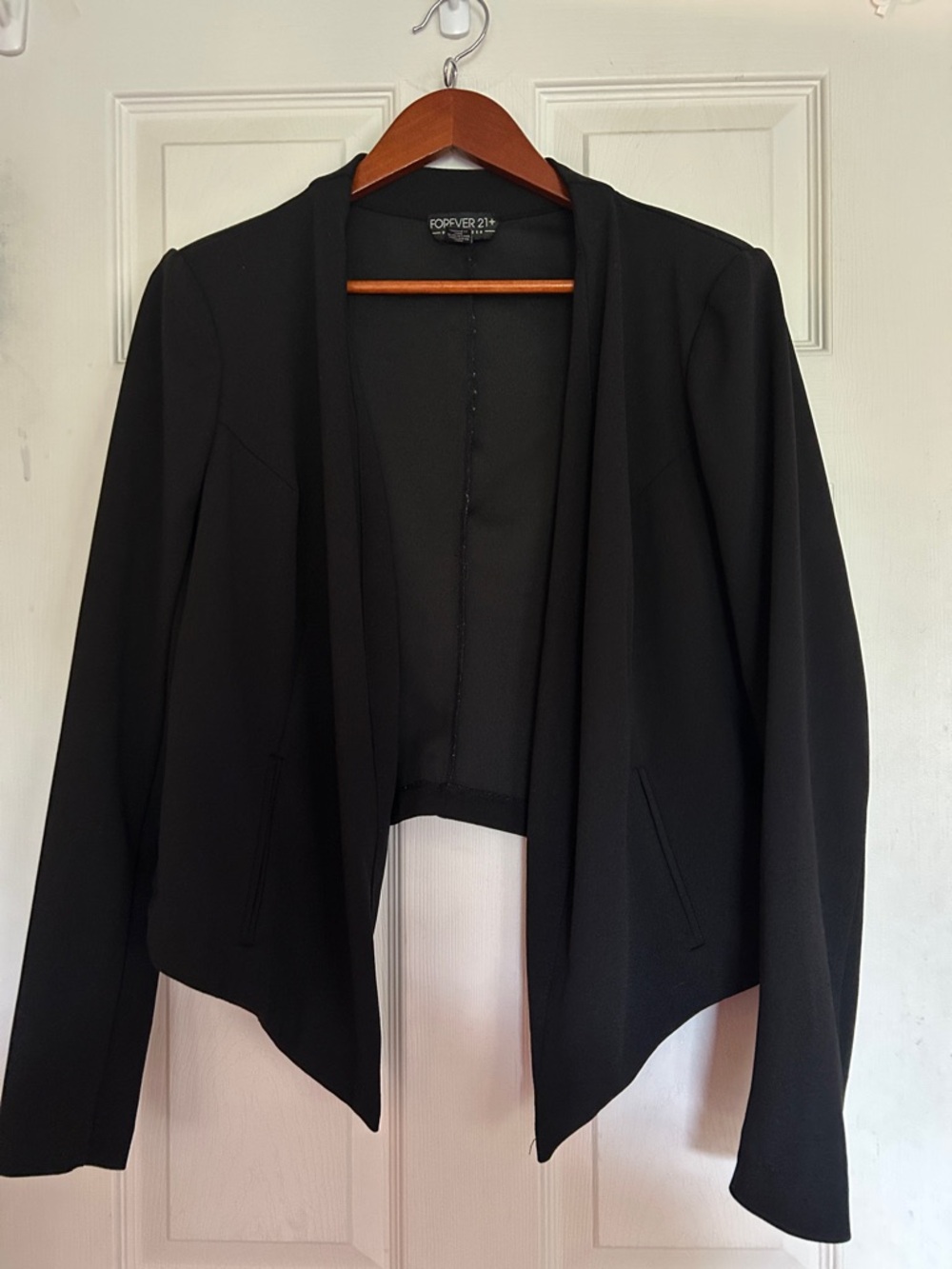 Forever 21 Black Open-Front Draped Blazer